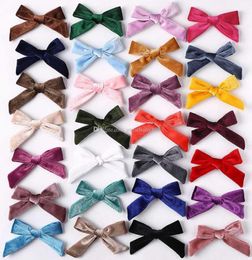 Baby Bows Hairclips Girls Velvet Hair Pins Toddler Party Hair Clips Kids Boutique Barrette Hair Accessories 28 Colors BT6575