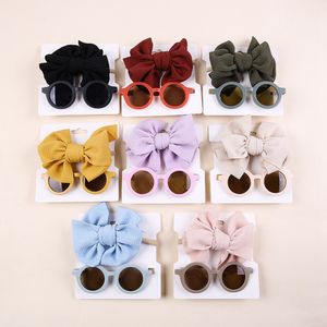 Diadema con lazo para bebé, gafas de sol de dibujos animados, accesorios de fotografía de playa para niñas, bandas para el cabello para niños pequeños, accesorios para el cabello para niños 1409