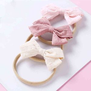 Baby Bows Hoofdbanden Meisjes Vintage Haaraccessoires voor Pasgeboren Dunne Nylon Tulband Traceless Baby Hairband Nieuwe Eastic Hair Band AA220323