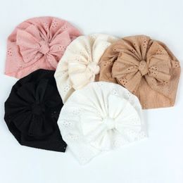 Baby Bows Hat turban Bonnet Soft Elastic Summer pour les filles nées respirantes de couleur unie