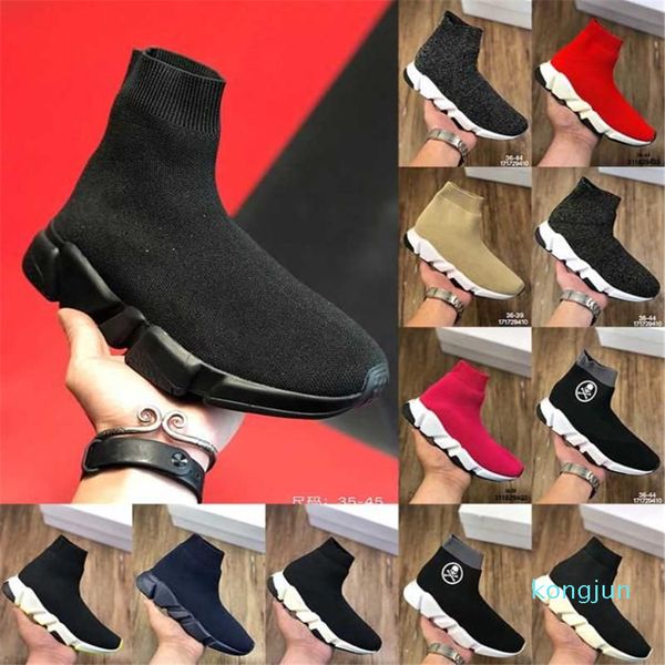 Botas para bebés Diseño Calcetín de lujo Zapato Entrenador de velocidad Zapatillas de deporte transpirables Niños Niñas Botas Corredores de carreras Negro Niños hombres y mujeres