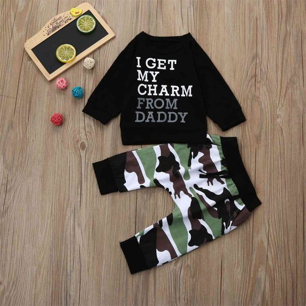 Bébé garçon décontracté sport costume vêtements enfant en bas âge enfants lettre t-shirt hauts Camouflage pantalon tenues ensemble livraison directe