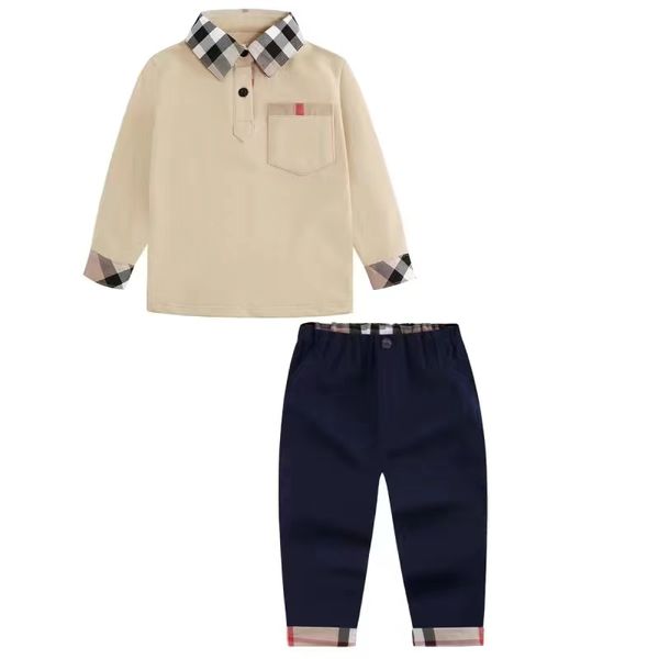 Ensemble de vêtements pour bébés garçons, chemises et pantalons marron, à la mode, pour garçons de 90 à 140 cm, vente en gros