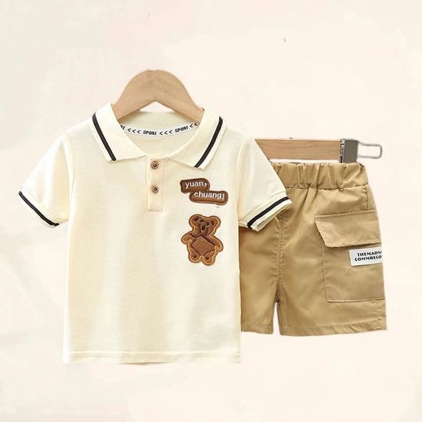 Baby Boy Clothes Set T-shirtshorts Kids Boy Clothing Summer Clothing Set Migne Cartoon Baby Boy Tenfit Set Infant Toddler Tee-Shirt Pantalon 240416