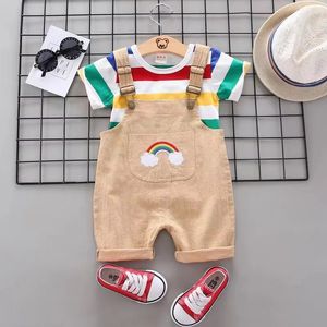 Baby boy kleren set t -shirtshorts kinderen zomer kleding schattige cartoon outfit baby peuter tee shirt broek 240430