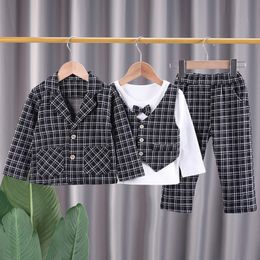Babyjongenkleding stelt kinderkleding Pakken Autumn Kids Gentleman Style Coats T-shirt broek 3 stks/Set Infant Boys Outfits Suits