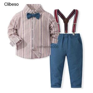 Baby Boy Kleding Lente Katoen Pak Kids Plaid Sets Formele T-shirt Vest Broek Peuter Verjaardagsfeestje 4 STUKS Outfits Dragen Groothandel L230625