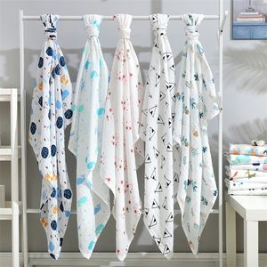 Baby Boy Cotton Bamboo Born Muslin Swaddle Blanket Baby Swaddle Wrap Trapunta estiva Coperta di mussola mensile Coperte nate LJ201204