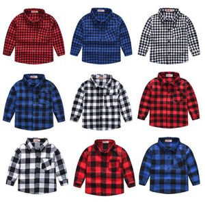 Babyjongen meisje klassieke raster shirt jongens meisjes lange mouwen plaids shirt katoenen tops blouse casual kleding preppy kids kleding 2-9t cqz174b