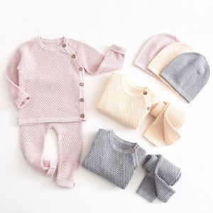 Bébé Garçon Fille Vêtements Ensembles Printemps Automne Solide Nouveau-Né Bébé Fille Vêtements À Manches Longues Tops + Pantalons Tenues Casual Bébé Pyjamas 210315