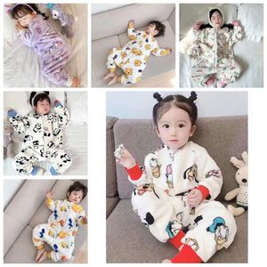 Baby boy girl pamas herfst winter cartoon donald pooh onesie slaapkleding warme jumpsuit kinderen slaapzak sweatshirt l2405