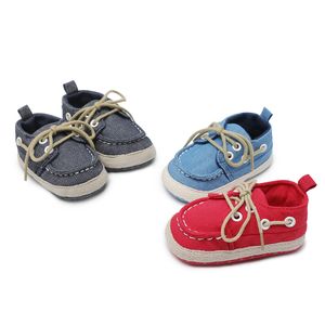 Bébé garçon filles premier marcheur nouveau-né mode toile décontracté Bebe berceau chaussures à lacets antidérapant printemps chaussons 3 paires couleur en gros