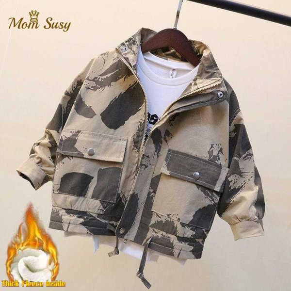 Bébé Garçon Veste Épais Enfant Coupe-Vent Camouflage Manteau Automne Printemps Hiver Bébé Zipper Outwear Chaqueta Vêtements 2-13Y H0909