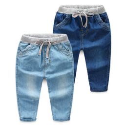 Babyjongen jeans casual kinderen denim broek blauw ontwerper peuter jongens broek lente herfst kinderkleding 2 kleuren DW4614