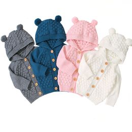 Baby Boy Knitting Cardigan Winter Warm Newborn Girl Suéteres infantiles Moda de manga larga con capucha Chaqueta de abrigo Ropa para niños Trajes 201030