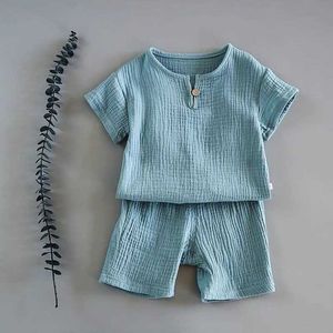 Bébé Garçon Vêtements D'été Infantile Nouveau-Né Soft Top + shorts 2 Pcs Ensembles Enfant Fille À Manches Courtes T-shirt Pantalon Solide Couleur Vêtements Costume G1023