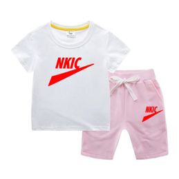 Bébé garçons et filles vêtements mode été ensemble à manches courtes marque haut imprimé shorts 2 décontracté ensemble de vêtements pour enfants