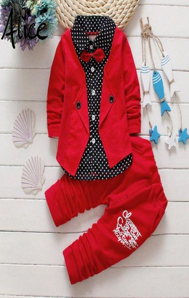 Baby Boys Autumn Casual Clothing Set Baby Kids Button Carta Boquero de la reverencia Baby Jack Pant 2 Piece Traje3714321