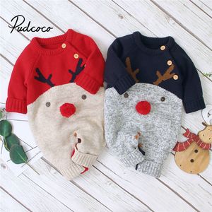 Baby Boys Christmas Rompers Rendier gebreide Infantil Jumpsuits Toddler Girls Jaar Kostuum Kinderen Warm Wool Kleding 0-2y 220525