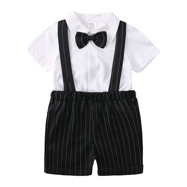 Bébé garçons vêtements Gentleman tenues costumes infantile à manches courtes Shrits pantalon à bretelles noeud papillon formel petits enfants ensemble de vêtements