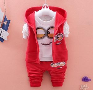 Babyjongens set cartoon Minion Minion Boys Girls Hooded Jacked Jacked Jacked Pak Suit Baby Kids Clothing Bebes Tracksuit MX19087450972