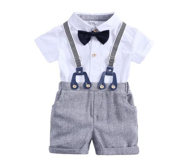 Baby Boys Clothes sets Summer Toddler Boy Gentleman Blouse Blouse Blouse Romper and Sauth Tens Fits Kids Party Clothing Set75641433866400