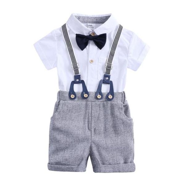 Baby Boys Clothes sets Summer Toddler Boy Gentleman Blouse Blouse Blouse Romper and Sauth Tentes Tenues pour enfants Clothing Clothing Set75641437179868