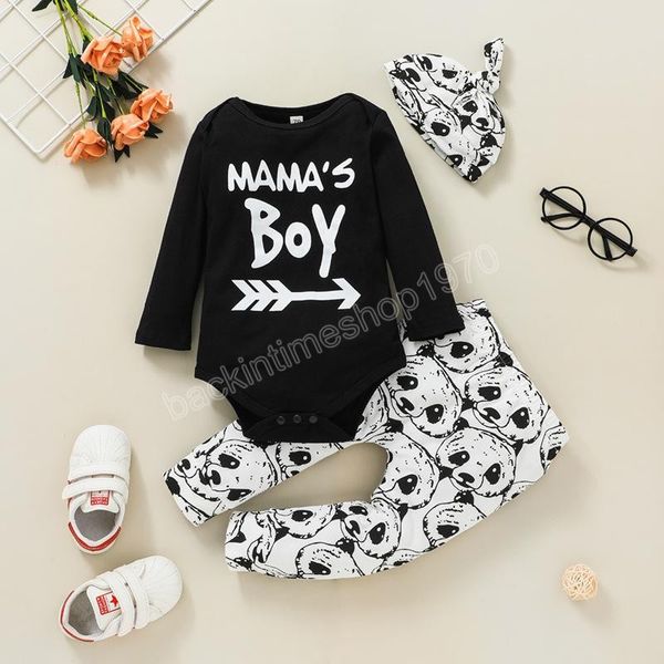 Conjunto de ropa para bebés, mameluco + pantalones de Panda, ropa de Boutique para niños de 0 a 18 m, traje de manga larga de algodón para niños pequeños, traje de 3 piezas