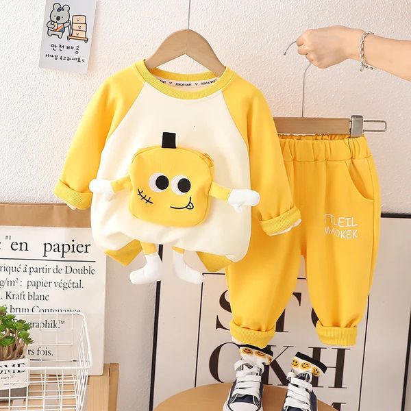 Baby Boys Clothing Set Spring Autumn Sport Cost For Kids Cartoon 3D Pocket Sweatshirts Pantal