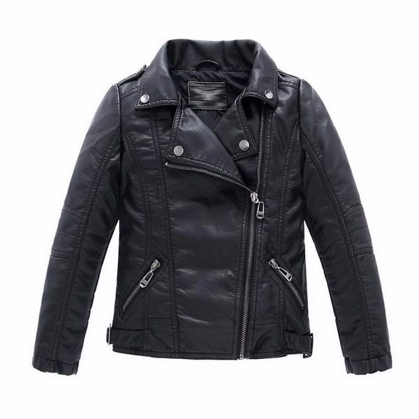 Bébé Garçons Faux Veste En Cuir Enfants Filles Et Manteaux Printemps Enfants Vestes Garçons Casual Noir Solide Enfants Survêtement 201106