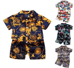 Conjunto de ropa con estampado floral para bebés, camisa de manga corta de verano, pantalones superiores, 2 piezas Gentelman 1 2 3 4 5 años, traje de playa de vacaciones para niños 27169569
