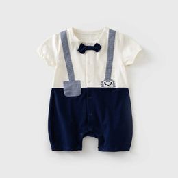 Baby Jongens Gentleman Romper Geboren Formele Outfits Kinderen Verjaardagskleding Katoenen Zuigeling Doopsjacht Overalls Boy Jumpsuit 210615