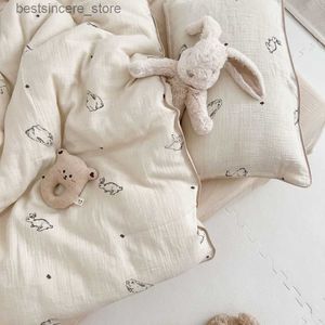 Baby Boys Girls Bedding Set Bunny Goose Muslin Cotton Peuter Cot Bedding Kit Dekbedoverkapkussencase zonder Filler L230522