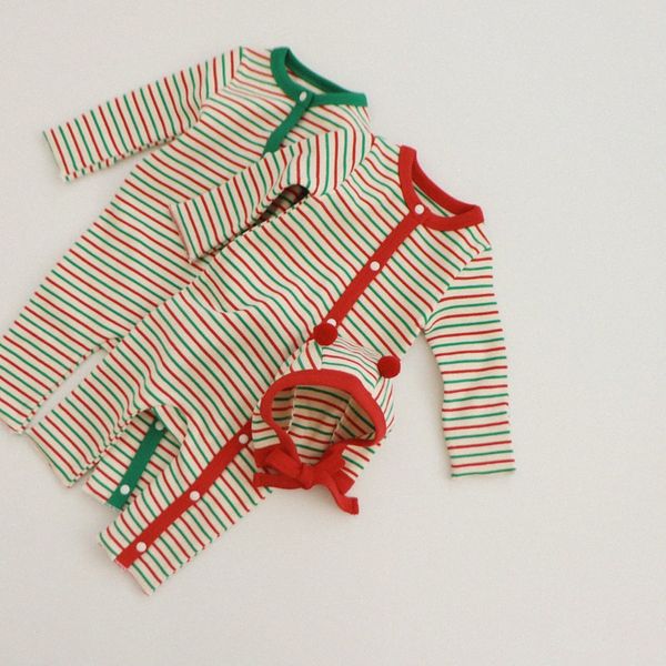 Baby Boys Girls Christmas Cosplay Rompers Verts NOUVELONS VERT ROUGE avec BORES BORES BORANT BORANT BORES BODYS POUR BABIES TIFIT T90V #