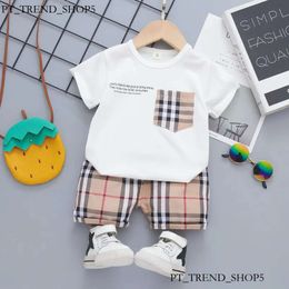 Babyjongens meisjes kleding sets plaid peuter baby zomerkleding kinderen outfit korte mouw casual t -shirt shorts fbd