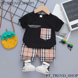 Baby Boys Girls Clothing sets Plaid Toddler Infant Summer Clothes Kids tenue Short Casual Casual Casual Short 766