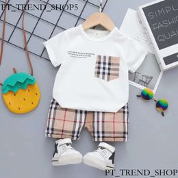 Baby Boys Birs Clothing Sets a cuadros para niños pequeños ropa de verano ropa para niños Camiseta de manga corta