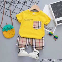 Baby Boys Girls Clothing sets Plaid Toddler Infant Summer Clothes Kids Tenfit Short T-shirt décontracté à manches décontractées B83