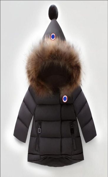 Baby Boys Birs Down Jacket Nittler Winter Warm Puffer Down Back Snowsuit de pieles de piel con capucha 80130cm2658724