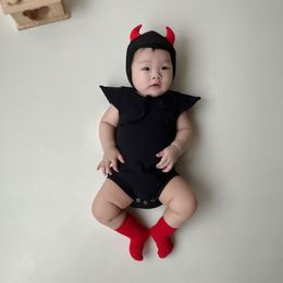 Baby Boys Girls Halloween Cosplay Rouge Black Rompers Nou nouveau-né avec des vêtements robeurs de nouveau-nés Body pour enfants pour bébés 64 mm #