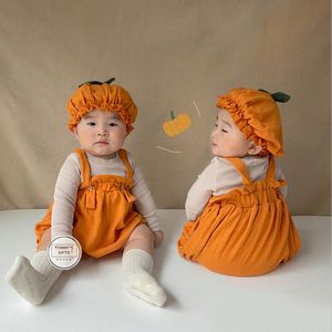 Baby Boys Girls Halloween Cosplay Yellow Pumpkin Rompers pasgeboren kleding met baby pasgeboren Romper Des Jumpsuit Kids Bodysuit voor baby's Outfit Q8TV#