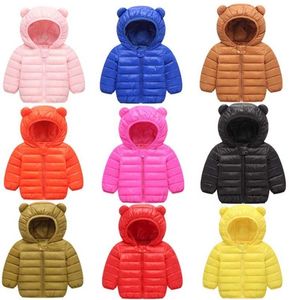 Baby Jongens Meisjes Hooded Snowsuit Winter Warm Light Down Jassen met Oor Winddichte Jacket Kleding Bovenkleding 211204