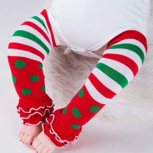 Bebé niños niñas calentadores de piernas Navidad niño polainas algodón protector de rodilla nacido medias infantil suave punto impresión calcetines ropa 240111