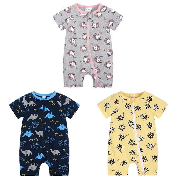 Bébé garçons filles barboteuse coton dinosaure vêtements à manches courtes vêtements combinaison pyjamas tenues pour bébés nouveau-né body été