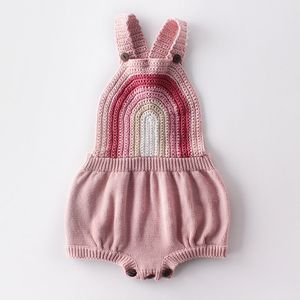 Mamelucos para bebés, niños y niñas, ropa tejida con tirantes de arcoíris, mono infantil de primavera 210429
