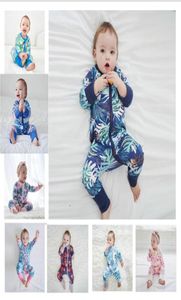 Baby jongens meisjes slaapkleding herfst herfst lange mouw bamboe print zipper romper babyjongen kleding 8378419