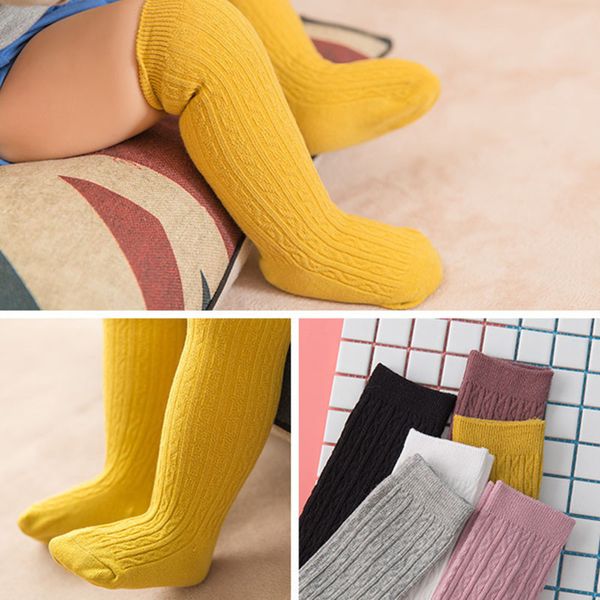 Calcetines para bebés, niños y niñas, calcetines hasta la rodilla para recién nacidos, calcetines largos de algodón de Color para niñas y niños