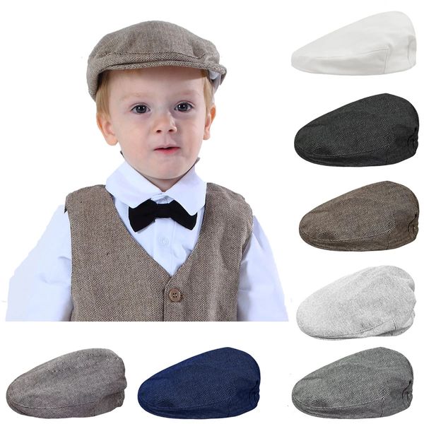 Baby Boys Herringbone Flat Hat Kids Vintage Drivers Sboys Toddler Soft With doubing Bild Infant Hiver Winter Chude Accessoires 240521
