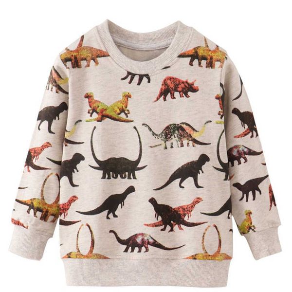 Bébés garçons à manches longues dinosaures Sweatshirts coton vêtements pour enfants imprimés t hauts pour tout-petits pour enfants garçon Tees 210529