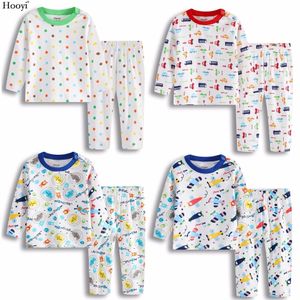 Baby jongens pyjama kleding pak 100% katoen mode kinderen nachtkleding Topkwaliteit Pasgeboren T-shirt Pant Set 0 1 2 jaar 210413